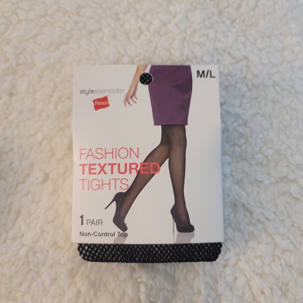 Hanes Black Fashion Textured Tights - M/L